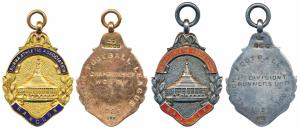 Burma Athletic Association, Rangoon, Gold 6.3g, Silver 7.69g, obv. a Stupa with Enamel at 