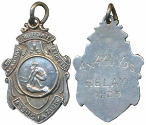 Madras Collegiate Athletic Association, Silver Medal, obv. an athlete about to start his r