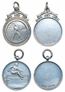 High Jump and Tennis, Silver Medal (2), 9.43g and 11.8g respectively, unnamed. Mint State.