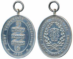 Army Temperance Association, Silver Medal, obv. The Association Medal for Fidelity, India 