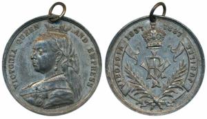 Golden Jubilee of Queen Victoria's reign, White Metal, rev. cypher surmounted by a crown w