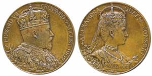 Edward VII Coronation Medal, Copper, 82.0g, obv. bust of the Emperor to right, rev. bust o