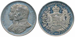 Edward VII Coronation Medal, White Metal, obv. conjoined busts of Edward and Alexandra, re