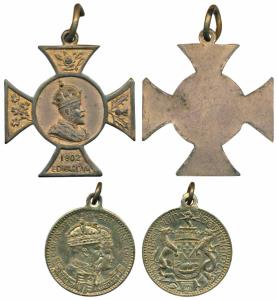 Miniature Edward VII Coronation (2), the first conjoined busts of Edward and Alexandra; th