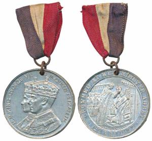 Coronation of George VI and Queen Elizabeth, White metal, obv. conjoined busts of George V