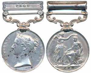 Indian General Service Medal, Queen Victoria, Silver, 1854-1895, Pegu bar, awarded to Goom