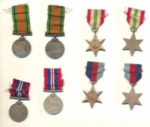 Group of 4, George VI, Defense Medal, War Medal, Italy Star & 1939-1945 star awarded to F-