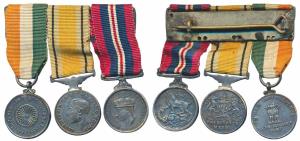 Trio of Miniature Medals, George VI, War Medal; Defense Medal 1939-45; Indian Independence