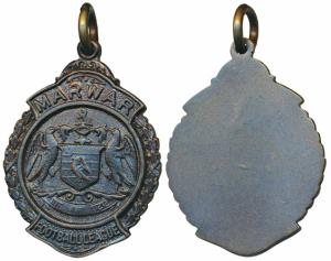 Jodhpur, Marwar, Footbal League Medal with coat of arms in the center.