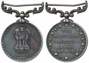 Republic of India, Silver Medal, 38.63g, For Meritorious Service, awarded to 100256 Havald