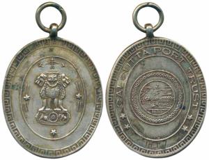 Calcutta Port Trust, obv. date 1870 in center, rev. Ashoka Pillar. Extremely Fine.