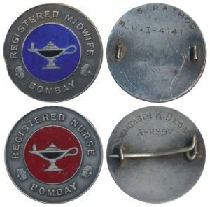 Registered Midwife & Registered Nurse, Bombay, Silver Badge (2), 9.21g & 9.29g, rev. both 