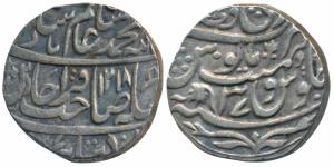 Qita Bareli Mint, Silver Rupee, 10.9g, in the name of Shah Alam II, obv. Stephen’s Cross, 