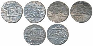 Muhammadabad Banaras Mint, Silver Rupee (3), in the name of Shah Alam II, fish, sun-burst 