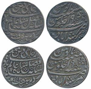 Murshidabad Mint, Silver Rupee, in the name of Shah Alam II, RY 19, oblique milling & vert