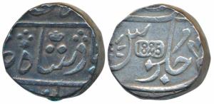 Surat Mint, Silver Rupee, in the name of Shah Alam II, obv. privy mark No. 8, a crown, rev