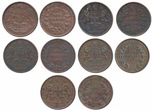 Copper ¼ Anna, 1835, Madras Mint, 23 Berries (12 L+11 R), slanting top to numeral 1, Y of 