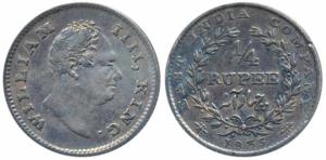 William IV, Silver ¼ Rupee, 1835, Calcutta Mint, RS incuse, Wreath with 20 Berries (10L+10