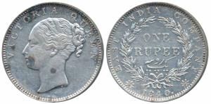 Victoria Queen, Silver Rupee, 1840, continuous legend, Madras Mint, English Head with Comp