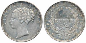 Victoria Queen, Silver Rupee, 1840, continuous legend, Bombay Mint, English Head, rev. I, 