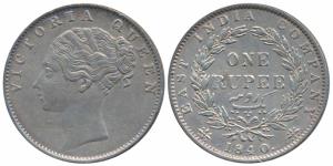 Victoria Queen, Silver Rupee, 1840, continuous legend, Calcutta Mint, Indian Head, 35 Berr