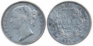 Victoria Queen, Silver Rupee, 1840, divided legend, Madras Mint, WWB raised, Dot after B, 