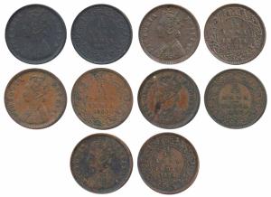 Victoria Queen, Copper 1/12 Anna, 1862, Calcutta Mint; 1883, 1884, 1886 & 1887, Bombay Min
