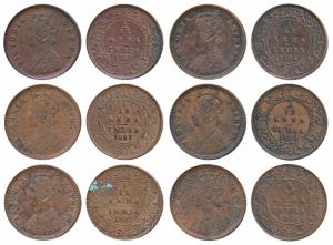 Victoria Queen, Copper 1/12 Anna, 1862; Victoria Empress, 1895, 1897, 1898, 1899, 1901 (Pr
