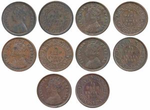 Victoria Queen, Copper ½ Pice, 1862, 1897, 1898, 1899 & 1900, Calcutta Mint (Prid 711, 730