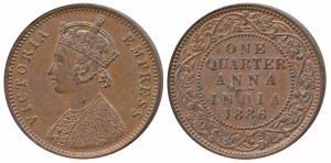 Victoria Empress, Copper ¼ Anna, 1886, Bombay Mint (Prid 641). Extremely Fine.
