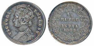 Victoria Empress, Silver ¼ Rupee, 1878, Calcutta Mint, C / II, No mint mark, (Prid 383). V