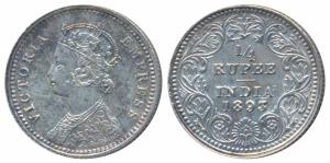 Victoria Empress, Silver ¼ Rupee, 1893, Calcutta Mint, C / II / C incuse (Prid 398). About