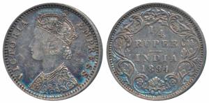 Victoria Empress, Silver ¼ Rupee, 1894, Bombay Mint, C / I / B incuse (Prid 429). Very Fin