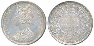 Victoria Queen, Silver Rupee, 1862, Bombay Mint, A / II / 1 / 2 (Prid 103). About Uncircul