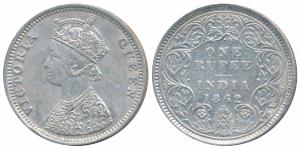 Victoria Queen, Silver Rupee, 1862, Bombay Mint, C / I / 1 / 2 (Prid 104). Edge knick at b