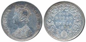 Victoria Queen, Silver Rupee, 1874, Bombay Mint, C1 / II / No mint mark, (Prid 141). Extre