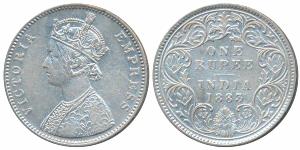 Victoria Empress, Silver Rupee, 1883, Bombay Mint, A3 / I / B raised and dot, (Prid 163). 