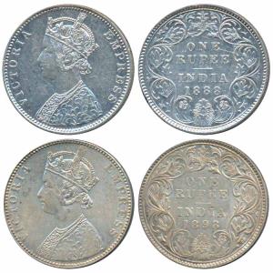 Victoria Empress, Silver Rupee, 1888, Bombay Mint, C2 / I variant / B incuse, inverted ‘B’