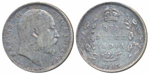 Edward VII, Silver Rupee, 1903, Bombay Mint, B raised below the cross pattee and without d