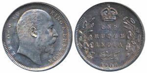 Edward VII, Silver Rupee, 1908, Calcutta Mint (Prid 194). Mint State.
