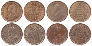 George V, Copper ¼ Anna (4), 1927 & 1928, Bombay Mint (Prid 680 & 681); 1927 & 1928, Calcu
