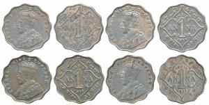 George V, Cupro-Nickel Anna, 1913, 1914, 1918, 1920, Bombay Mint (Prid 943, 944, 948 & 950