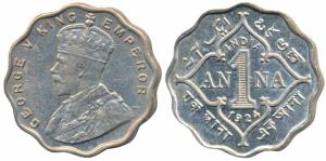 George V, Cupro-Nickel Anna, 1924, Calcutta Mint (Prid 930). Uncirculated.