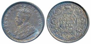George V, Silver 2 Annas, 1911, Calcutta Mint (Prid 564). A scratch across the face, Very 