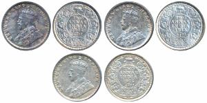 George V, Silver 2 Annas, 1912, 1913 & 1915, Bombay Mint (Prid 571, 572 & 574). Extremely 
