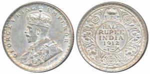 George V, Silver ½ Rupee, 1912, Calcutta Mint (Prid 319). Extremely Fine.
