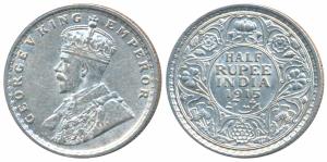 George V, Silver ½ Rupee, 1915, Calcutta Mint (Prid 322). About Extremely Fine
