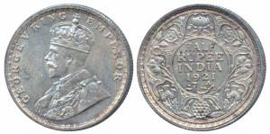 George V, Silver ½ Rupee, 1921, Calcutta Mint (Prid 324). About Uncirculated.