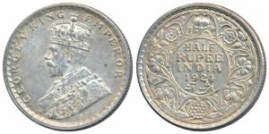George V, Silver ½ Rupee, 1924, Calcutta Mint (Prid 327). About Uncirculated.