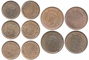 George VI, Copper 1/12 Anna (3), 1941, Bombay Mint (Prid 862); Copper ½ Pice (2), 1939, 19